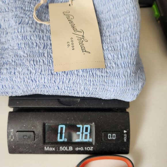 Womens Light Blue Smocked Crop Top Eyelet Flutter Sleeves Universal Thread XL - Picture 9 of 9